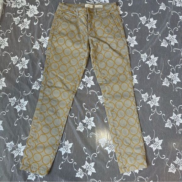 Anthropologie Relaxed Circle-Embroidered Chino Pants Sz 25 - Picture 3 of 16